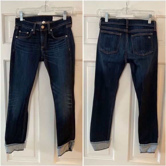 Rag & Bone Crop Jeans Serrano Dark Wash Blue Mid Rise Size 23 - Picture 6 of 13